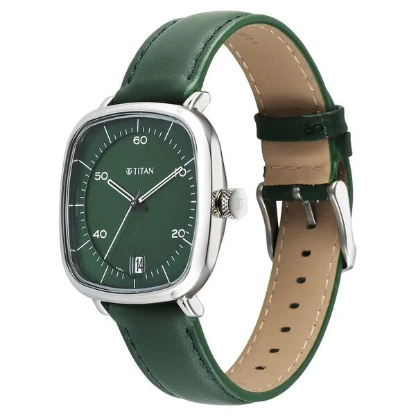 Titan Neo Curve Quartz Analog with Date Green Dial Stainless Steel Strap Watch For Men 1885sl04