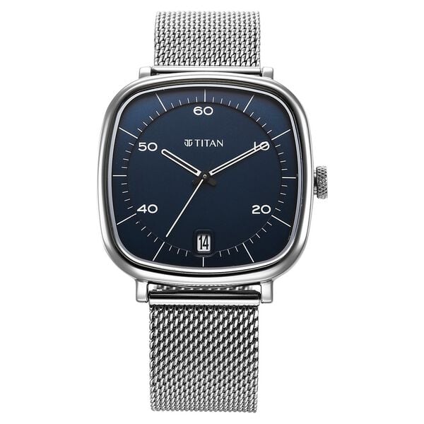 Titan Neo Curve Quartz Analog with Date Blue Dial Stainless Steel Strap Watch For Men 1885sm02 - KRISHNA WATCH COMPANY