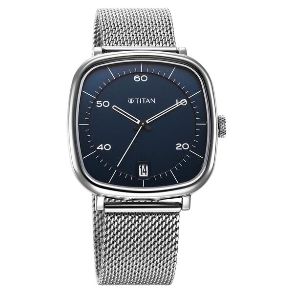 Titan Neo Curve Quartz Analog with Date Blue Dial Stainless Steel Strap Watch For Men 1885sm02 - KRISHNA WATCH COMPANY