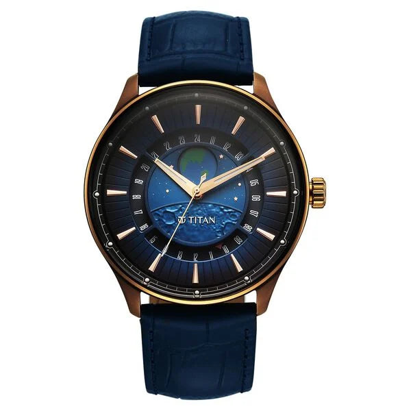 Titan Stellar Analog with Earth Disc Watch for Men 1890ql01
