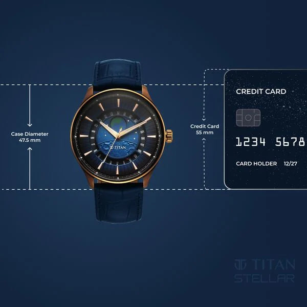 Titan Stellar Analog with Earth Disc Watch for Men 1890ql01