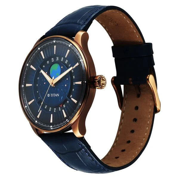 Titan Stellar Analog with Earth Disc Watch for Men 1890ql01