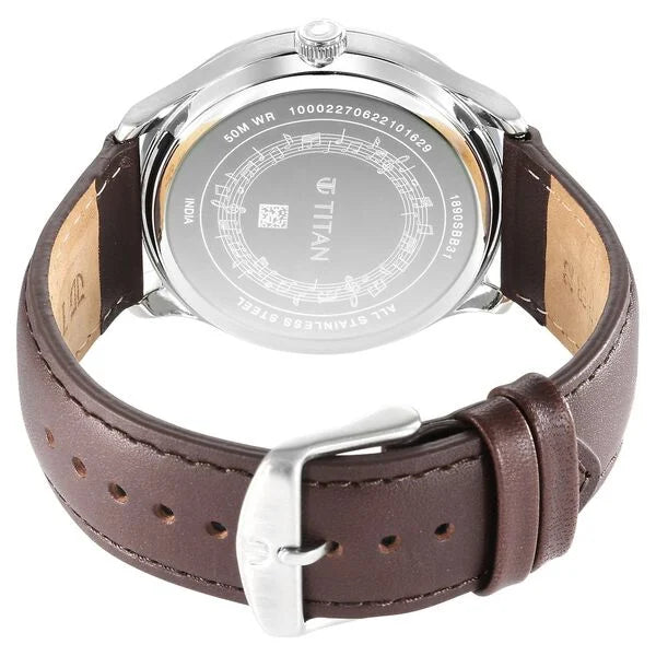 TITAN Quartet Silver Dial Leather Strap Watch 1890SL01