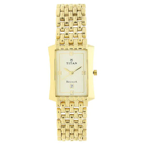 TITAN White Dial Golden Stainless Steel Strap Watch - 1927YM05 - KRISHNA WATCH COMPANY