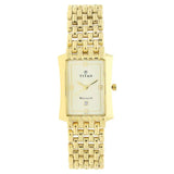 TITAN White Dial Golden Stainless Steel Strap Watch 1927YM05
