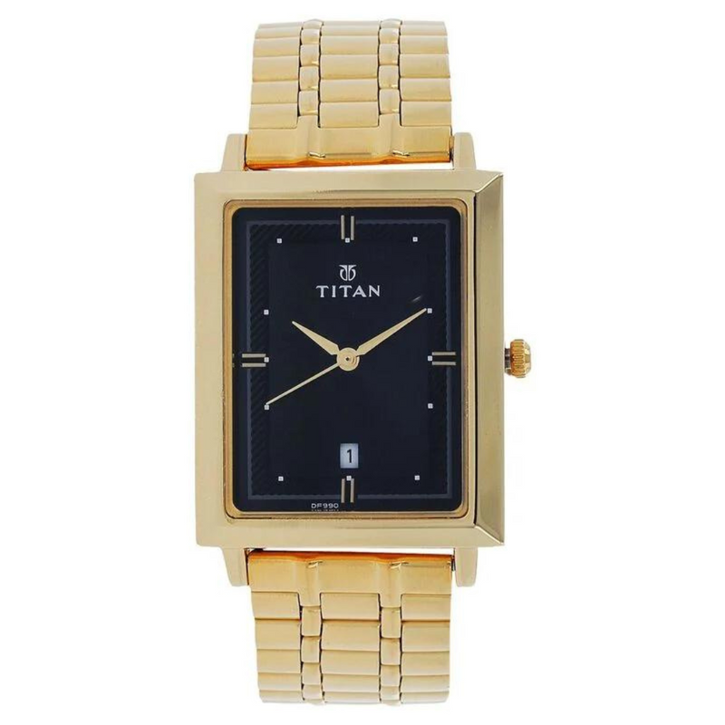 Titan Quartz Analog with Date Black Dial Stainless Steel Strap Watch for Men - 1715YM03 - KRISHNA WATCH COMPANY