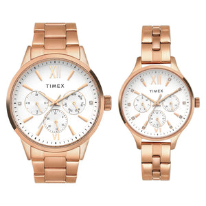 Timex Pairs Silver Round Multifunction Dial Watch- TW00PR304 - KRISHNA WATCH COMPANY