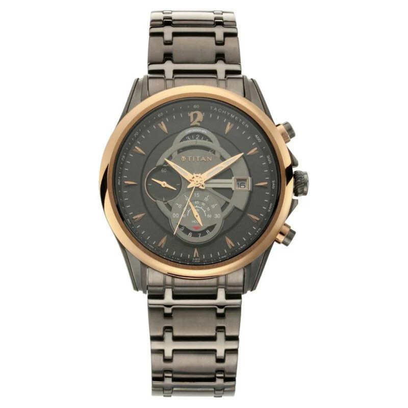 Titan Maritime Anthracite Chronograph Stainless Steel Strap watch for Men NS1830KM01 - KRISHNA WATCH COMPANY