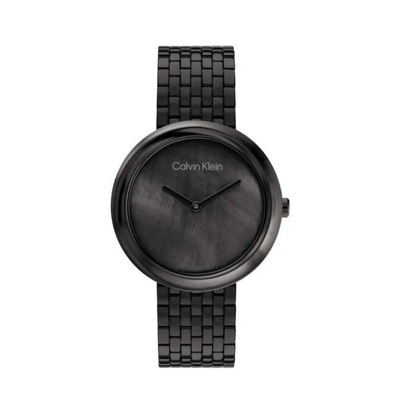 Calvin Klein Twisted Bezel Quartz Black Round Dial Women's Watch - 25200323