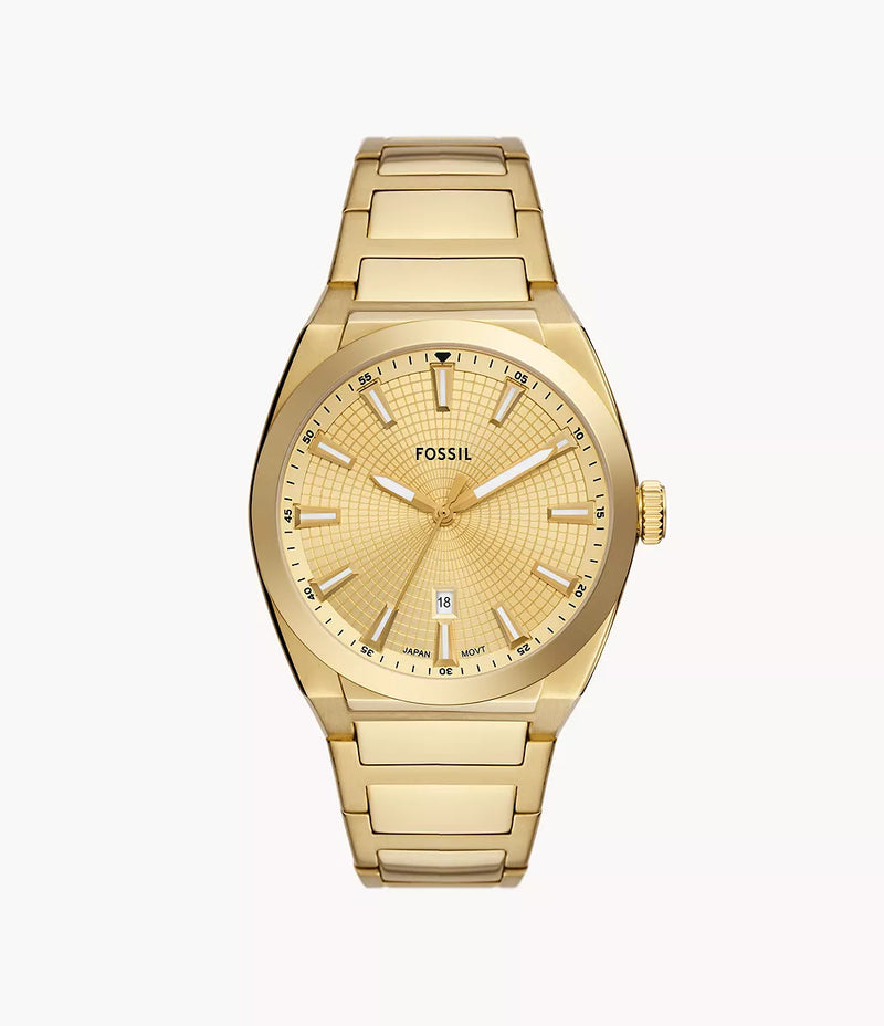FOSSIL Everett Three-Hand Date Gold-Tone Stainless Steel Watch - FS5965