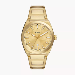 FOSSIL Everett Three-Hand Date Gold-Tone Stainless Steel Watch - FS5965 - KRISHNA WATCH COMPANY