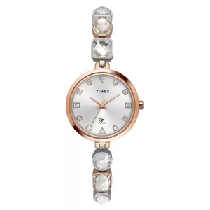 Timex Fria Womens White Dial Round Case 3 Hands Function Watch TWEL17302 - KRISHNA WATCH COMPANY