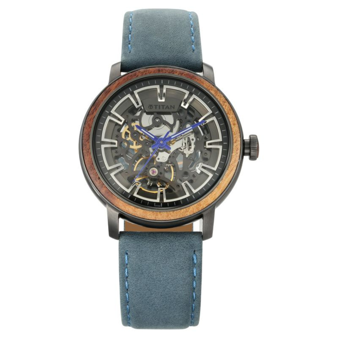 Titan Magnate Blue Dial Automatic Leather Strap watch for Men 1797KL02