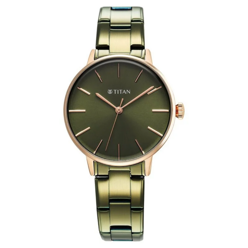 Titan TGIF Quartz Analog Green Dial Green Watch for Women - 95248KM03 - KRISHNA WATCH COMPANY