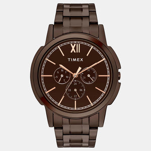 TIMEX Men's Brown Round Chronograph Stainless Steel Watch TW000U324 - KRISHNA WATCH COMPANY