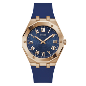 Guess Men's Blue Rose Gold Tone Analog Watch GW0663G3 - KRISHNA WATCH COMPANY