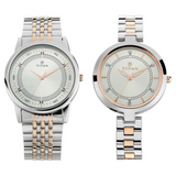Titan Bandhan Quartz Analog Silver Dial Stainless Steel Strap Watch for Couple 17732603KM01