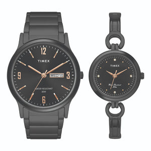 Timex Classics Pairs Black Dial Round Case Day Date/3 Hands Function Watch -TW00PR264 - KRISHNA WATCH COMPANY