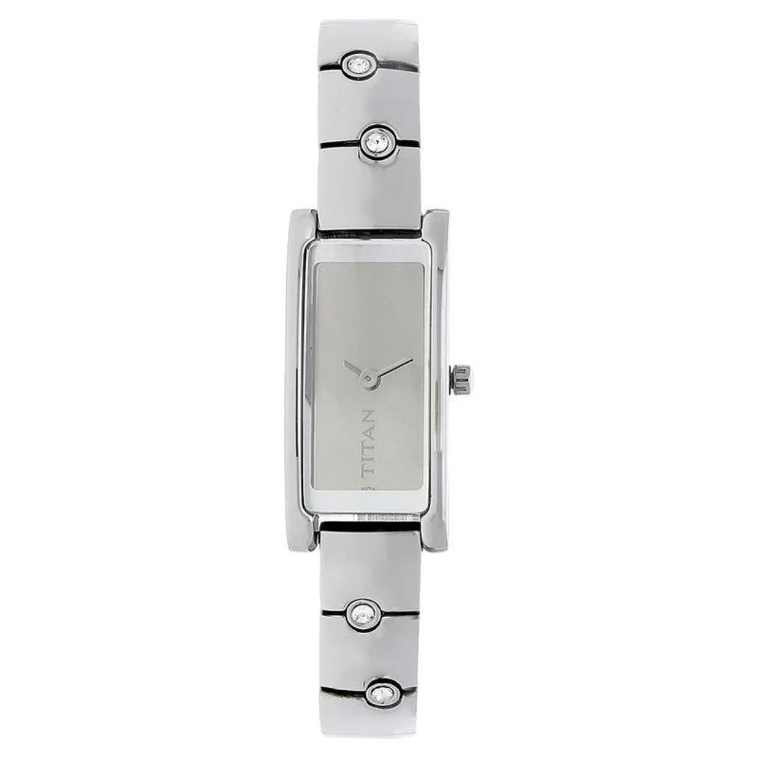 Titan Raga Silver Quartz Analog Stainless Steel Strap Watch for Women 9720SM01