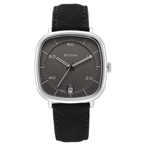 Titan Neo Curve Quartz Analog with Date Anthracite Dial Black Leather Strap Watch for Men 1885SL02 / NS1885SL02 - KRISHNA WATCH COMPANY