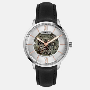 Timex E Class Male Silver Analog Leather Watch TWEG23500 - KRISHNA WATCH COMPANY