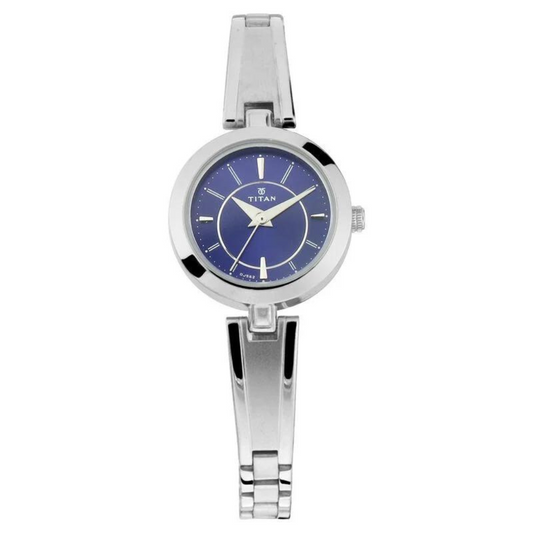 Titan Quartz Analog Blue Dial Metal Strap Watch for Women 2598SM03