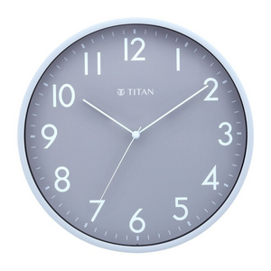 TITAN Contemporary Grey Sleek Wall Clock with Silent Sweep Technology - 29.5 cm x 29.5 cm (Medium) NBW0043PA01A - KRISHNA WATCH COMPANY