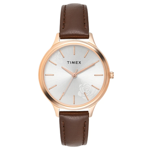 Timex Women Analaog Silver Round Brass Dial Watch- TWTL12105