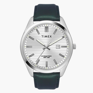 Timex E Class Male Silver Analog Leather Watch TWTG10407 - KRISHNA WATCH COMPANY
