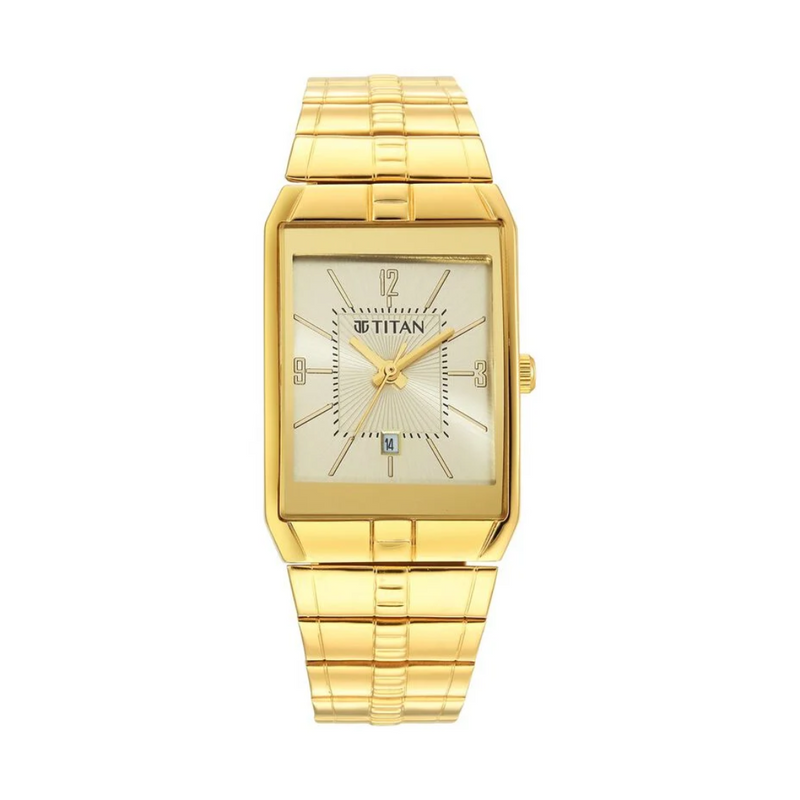 Titan Karishma Analog Champagne Dial Watch for Men 9151ym07 - KRISHNA WATCH COMPANY
