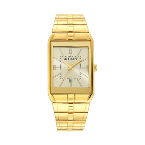 Titan Karishma Analog Champagne Dial Watch for Men 9151ym07 - KRISHNA WATCH COMPANY