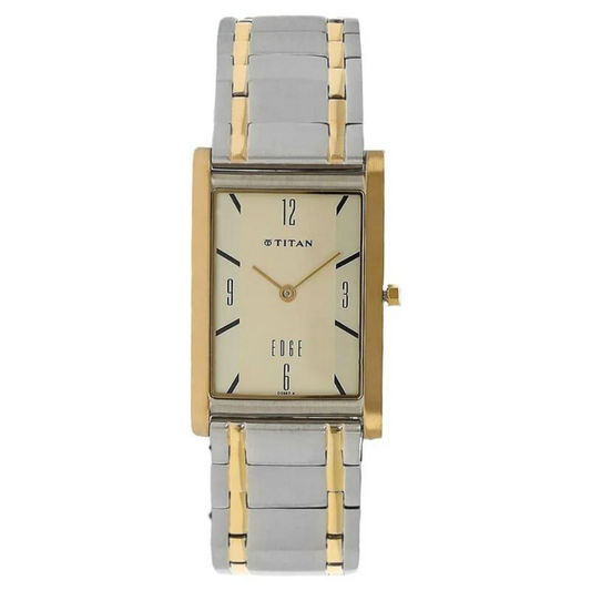 Titan Quartz Analog Champagne Dial Stainless Steel Strap Watch for Men 1043BM01