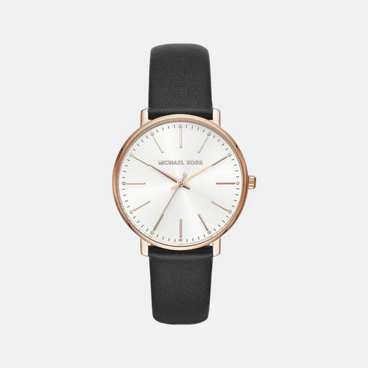 Female White Analog Leather Watch MK2834