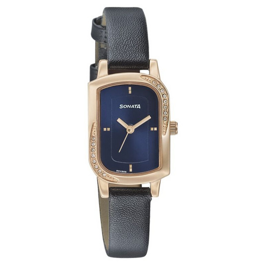 Sonata Blush Blue Dial Women Watch With Leather Strap NL87001WL01