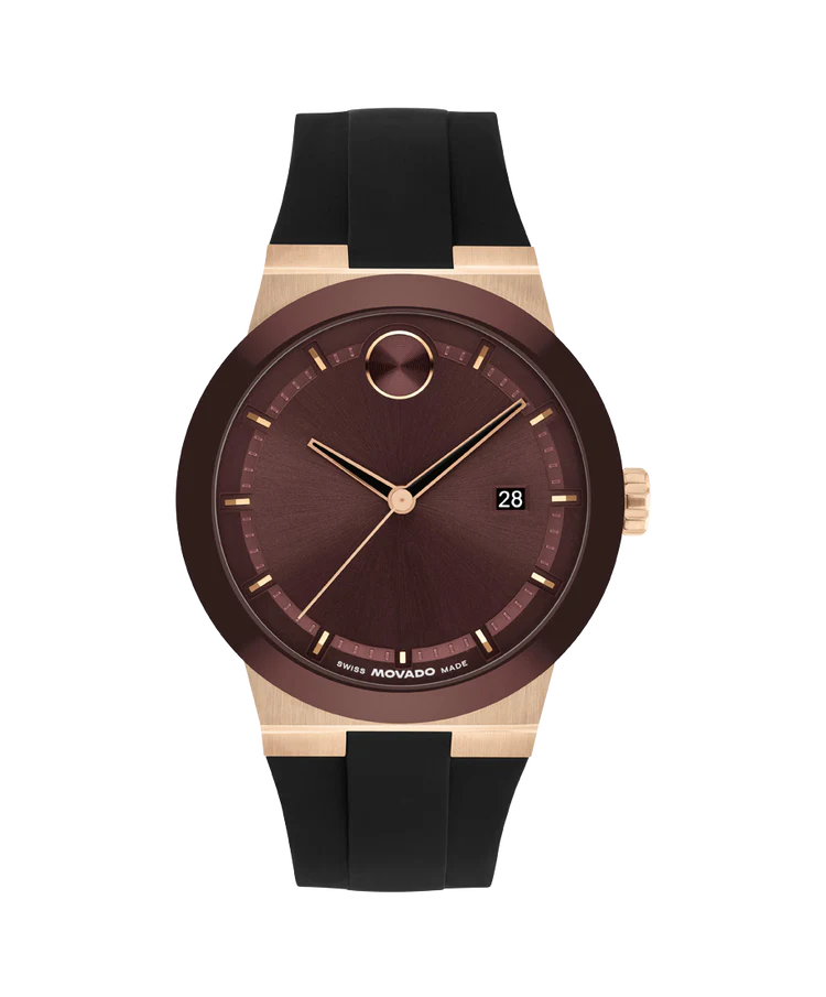 Movado Bold Men Quartz Cherry Dial Analog Silicone Watch 3601214