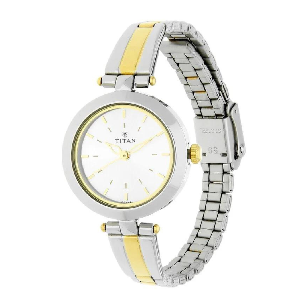 Titan Karishma Silver Dial Women Watch With Stainless Steel Strap NT2574BM01
