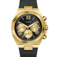 GUESS Mens Black Gold Tone Analog Watch GW0791G3