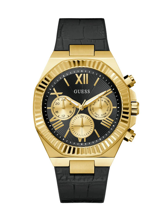 GUESS Mens Black Gold Tone Analog Watch GW0791G3