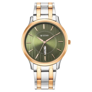 Titan Quartz Analog Green Dial Stainless Steel Strap Watch for Men 1825KM03 - KRISHNA WATCH COMPANY