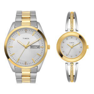 Timex Pairs Silver Round Analog Dial Watch - TW00PR308 - KRISHNA WATCH COMPANY