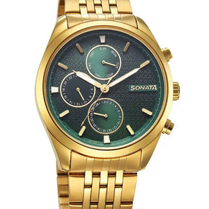 Sonata Magna Quartz Round Dial Men's Analog Watch - 7155YM01 - KRISHNA WATCH COMPANY