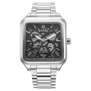 Titan Shaped Automatics Anthracite Dial Stainless Steel Strap for Men NS90162SM01 - KRISHNA WATCH COMPANY