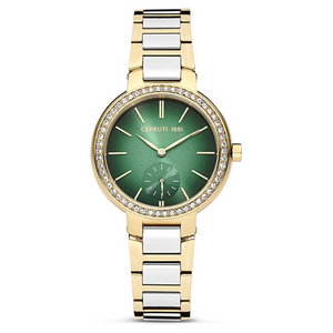 Cerruti 1881 Quartz Multifunction Green Dial Stainless Steel Strap Watch for Women CECIWLG2225602W - KRISHNA WATCH COMPANY
