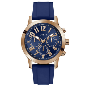 GUESS Gold Parker Navy Blue Silicone Watch GW0708G3 - KRISHNA WATCH COMPANY