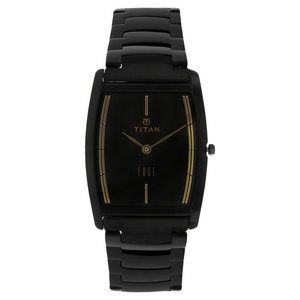 Titan Edge Black Tonneau Dial Analog Stainless Steel Strap Watch for Men 1044NM01 - KRISHNA WATCH COMPANY