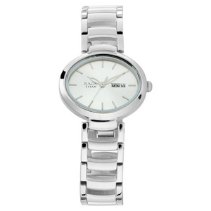 Titan Raga Viva Silver Dial Analog with Day and Date Metal Strap Watch for Women 2620SM01 - KRISHNA WATCH COMPANY