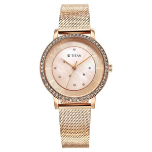 Titan Purple Style Up Quartz Analog Pink Dial Stainless Steel Strap Watch for Women 95236WM02 - KRISHNA WATCH COMPANY