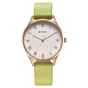 Titan Workwear Green Leather Strap watch for Women 2649WL03 - KRISHNA WATCH COMPANY