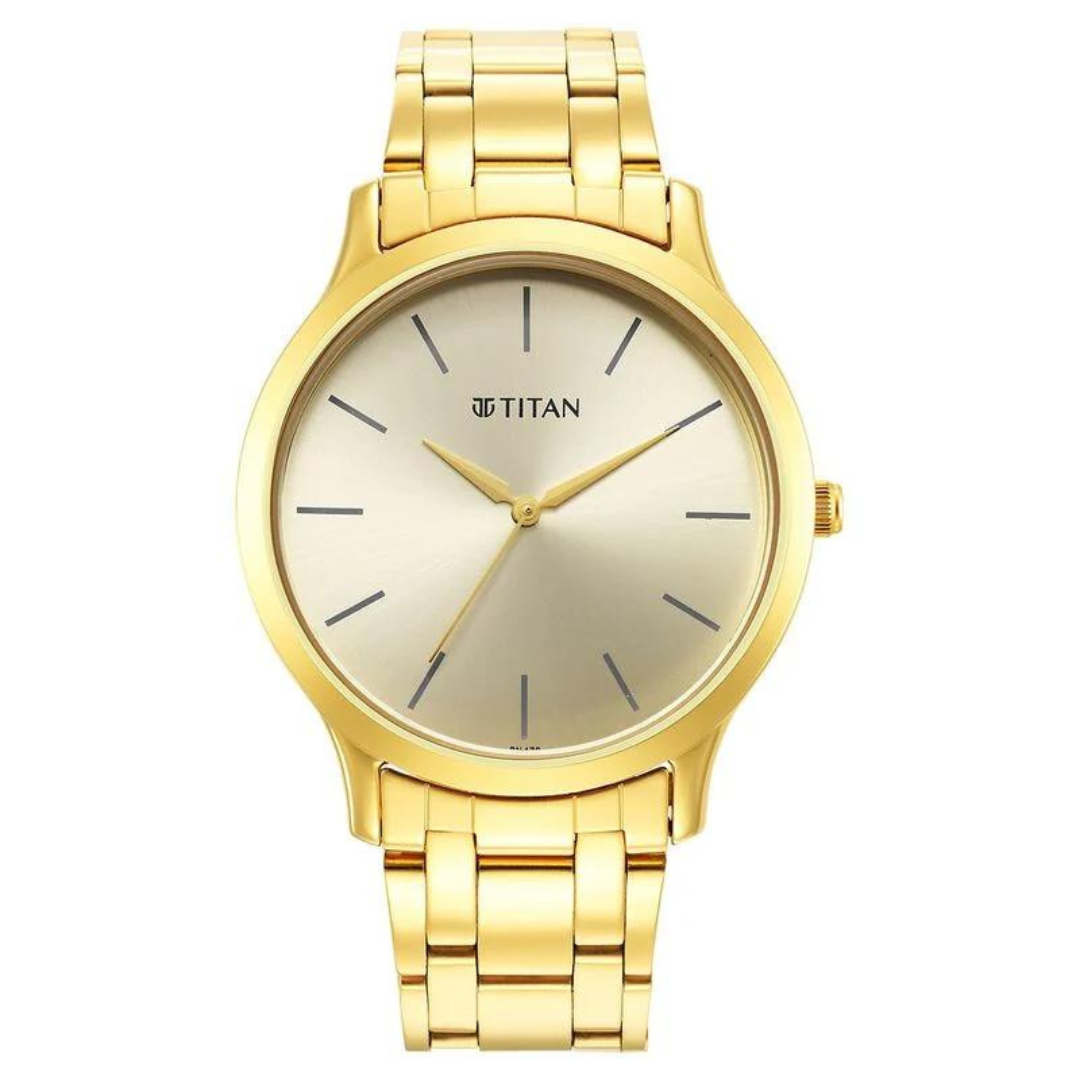 Titan Karishma Radiance Champagne Dial Analog Watch for Men - 1825YM08