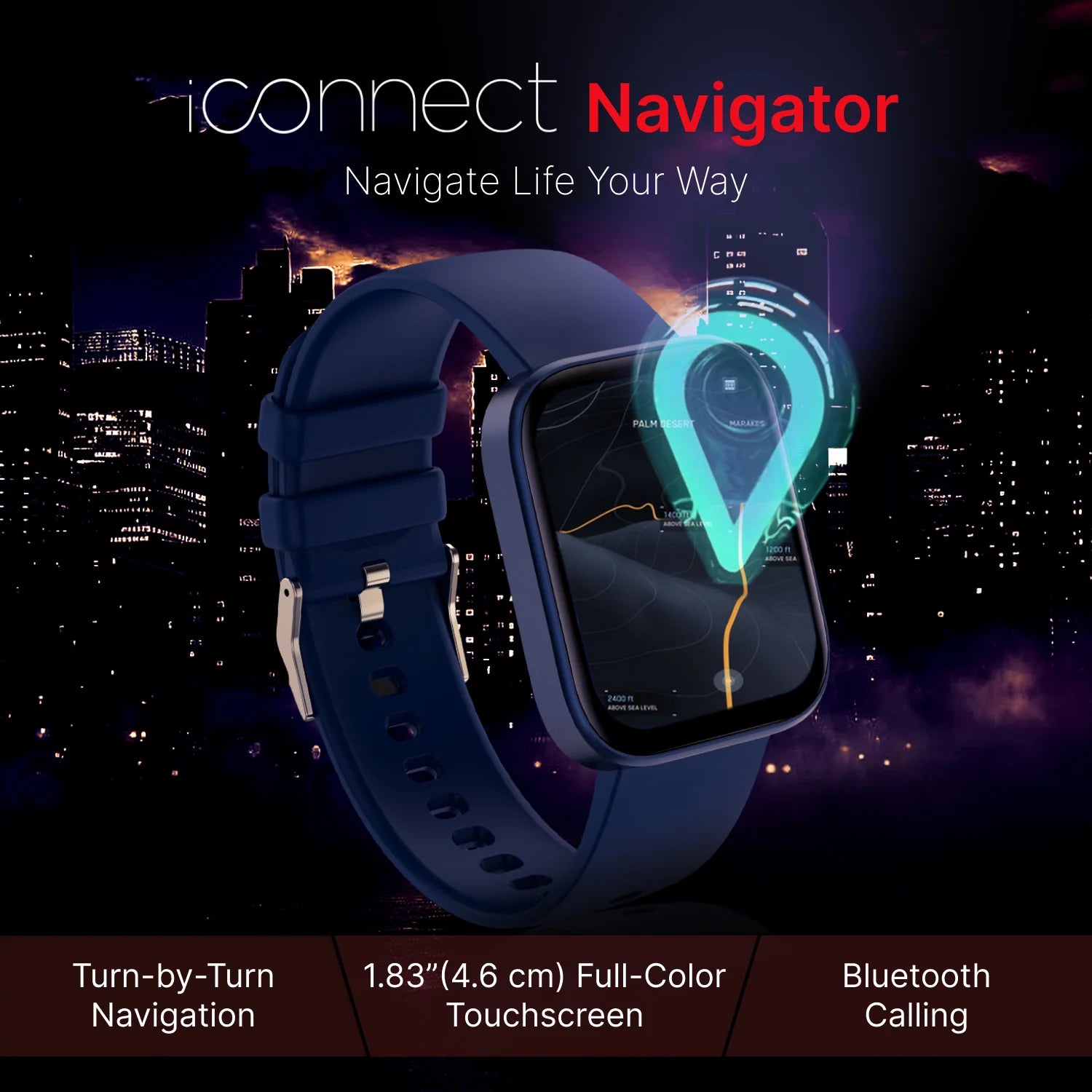 Timex iConnect by Timex Navigator 1.83 inches (4.6cm) Display with Turn By Turn Navigation & BT Calling Smartwatch For Unisex - TWIXW902T - KRISHNA WATCH COMPANY